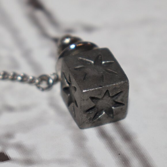 Vintage silver sunburst lapel pin tie tack 3/8" - Picture 1 of 4